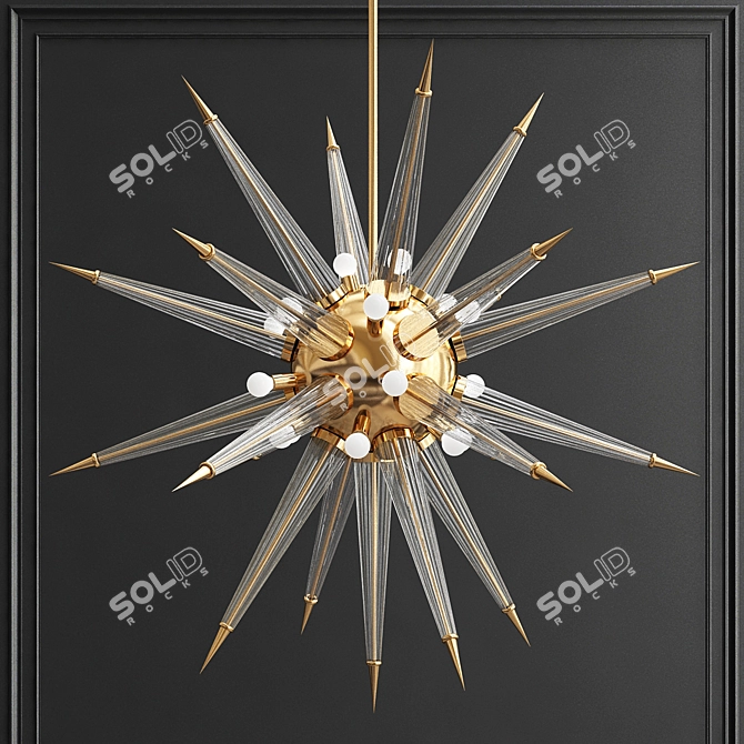 Brass Sputnik Chandelier: Elegant Murano Glass Spikes 3D model image 1