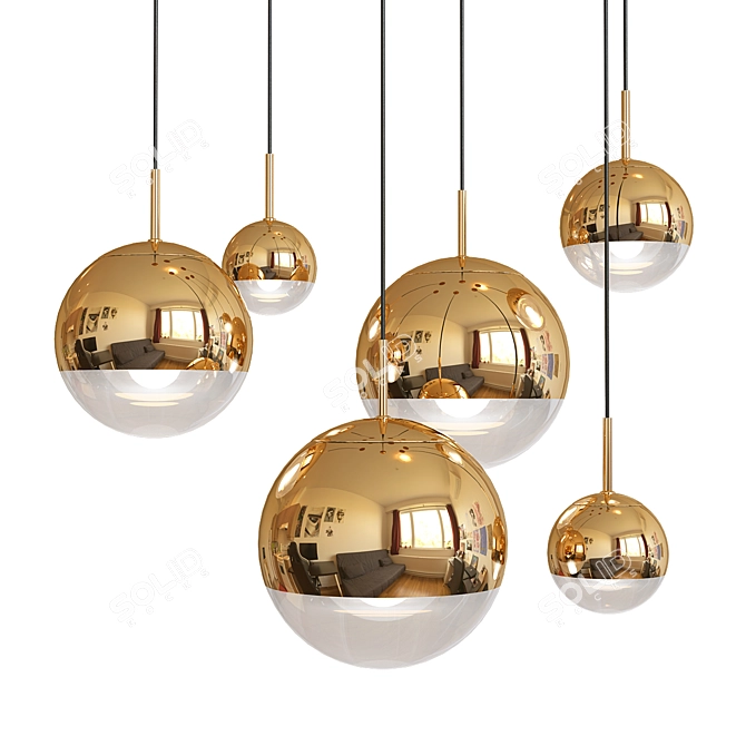 Reflective Elegance: Mirror Ball Gold 3D model image 1