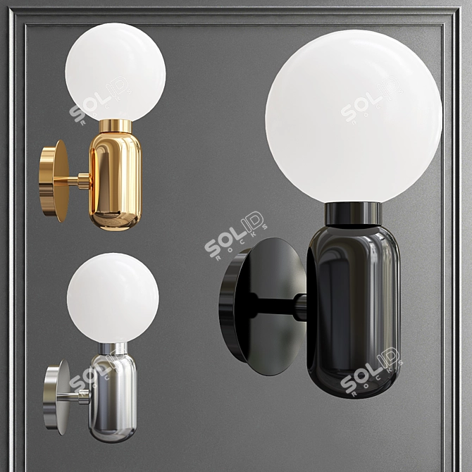 Title: Parachilna Aballs - Sleek Modern Metal and Shell Wall Sconce 3D model image 1