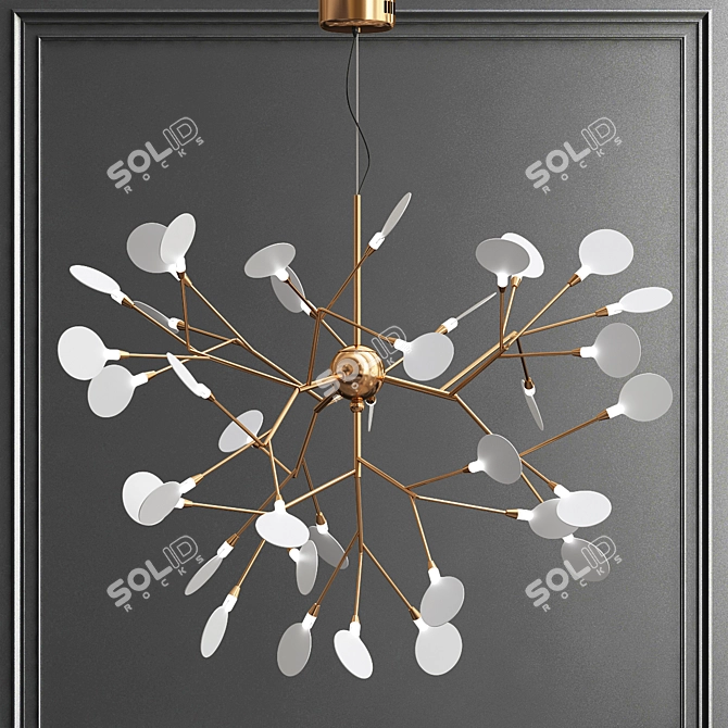 Luxurious Heracleum Gold Chandelier 3D model image 1