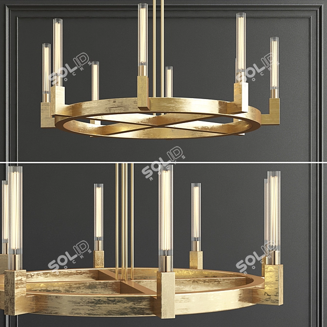 Modern Brass Round Chandelier: Elegant Illumination 3D model image 1