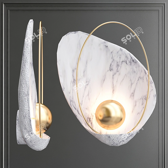 Marble Rakushki Brass Wall Lamp 3D model image 1