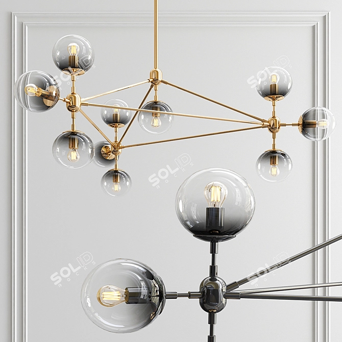 Sleek Smoky Glass Chandelier 3D model image 1