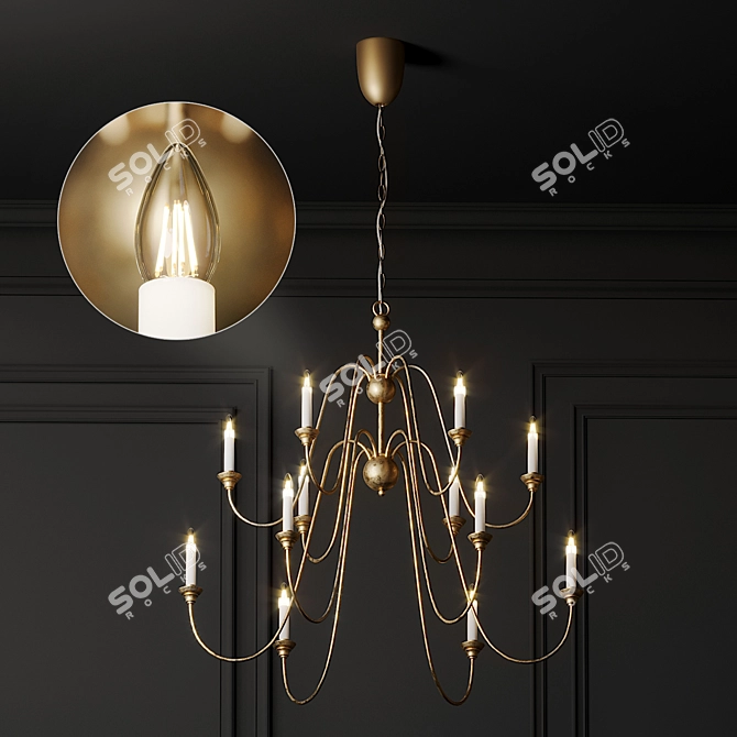 Elegant Florentine Chandelier 3D model image 1