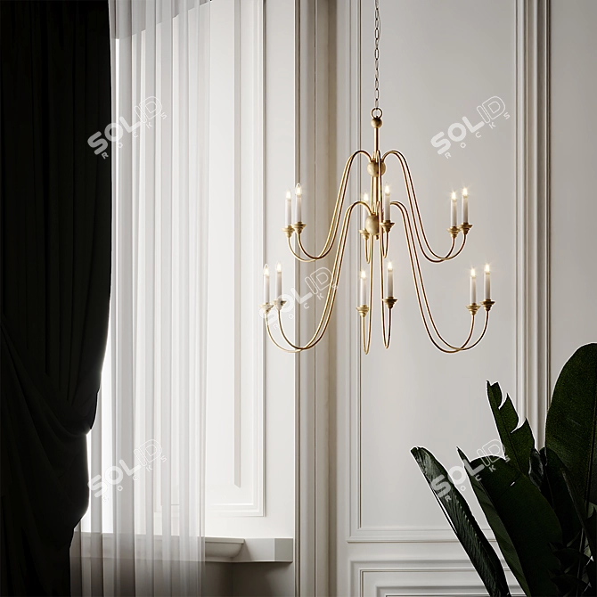 Elegant Florentine Chandelier 3D model image 4