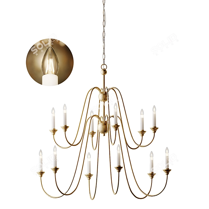 Elegant Florentine Chandelier 3D model image 5