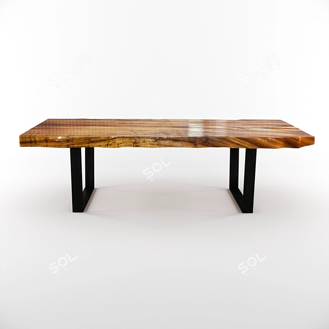 Natural Wood Slab Dining Table 3D model image 2