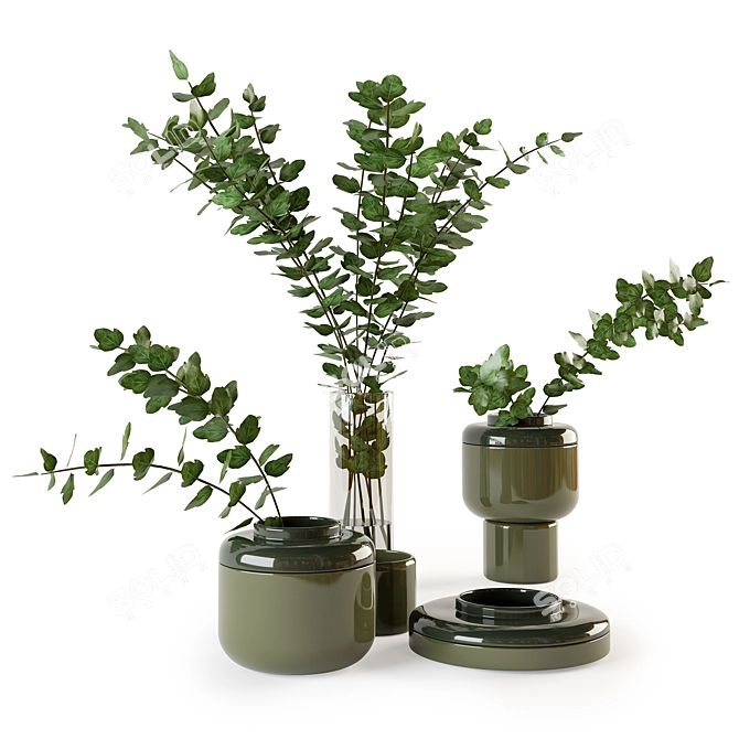 Modern Botanical Decor Set 3D model image 2