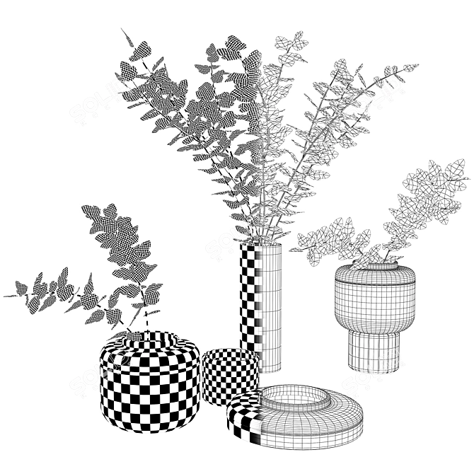 Modern Botanical Decor Set 3D model image 3