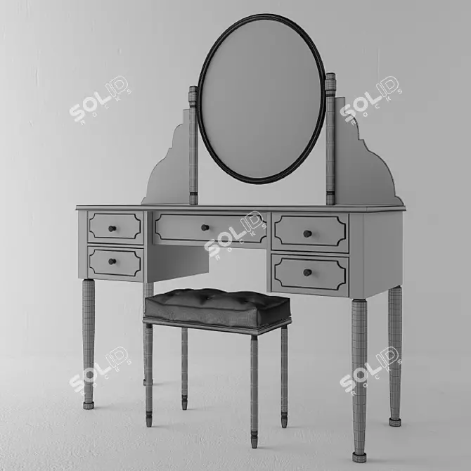Vintage Makeup Vanity Set 3D model image 2