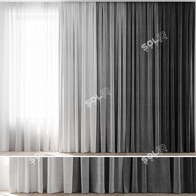 4-in-1 Colorful Curtain Set 3D model image 1