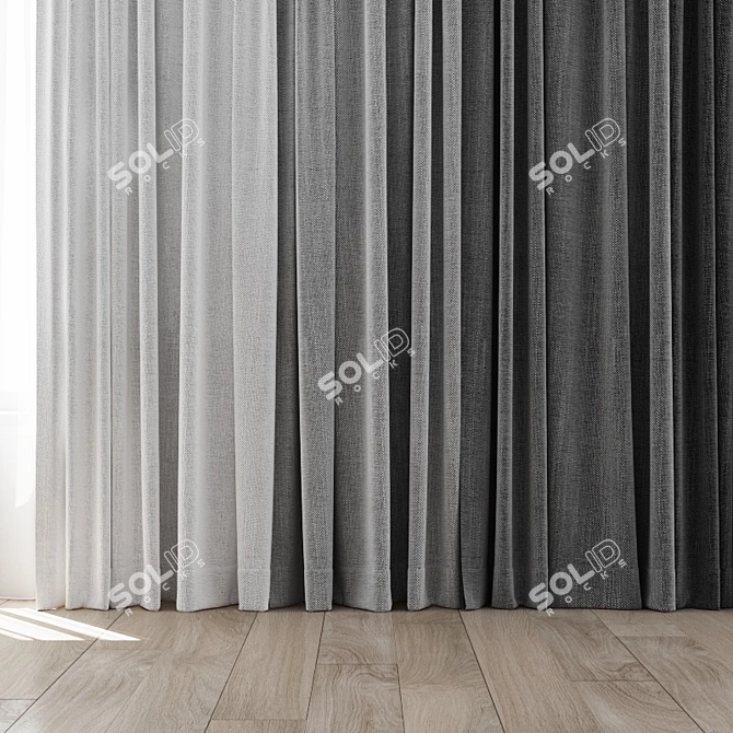 4-in-1 Colorful Curtain Set 3D model image 2