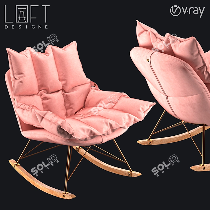 Modern LoftArm Metal/Wood Fabric Chair 3D model image 1