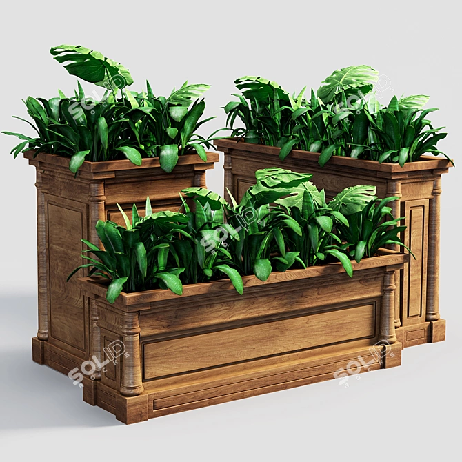 Classic Style Planter Set 3D model image 1