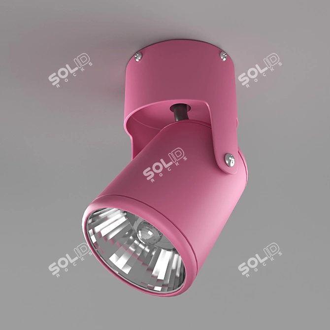 Modern Pink Metal LED Ceiling Light 3D model image 1