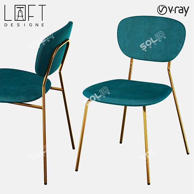 Elegant Metal and Fabric Chair 3D model image 1