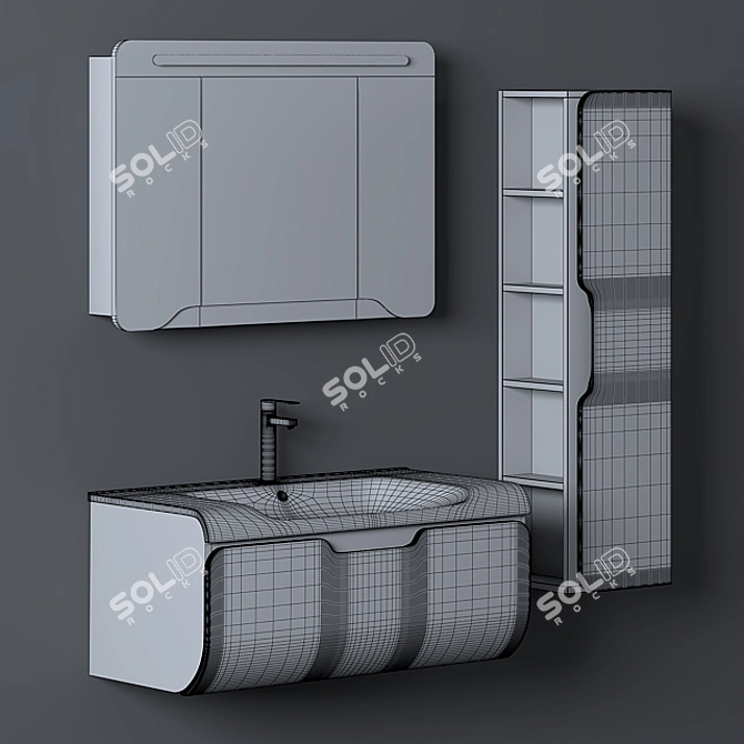 Nplus Golf 100 Bathroom Cabinet Set with Wood Texture 3D model image 3