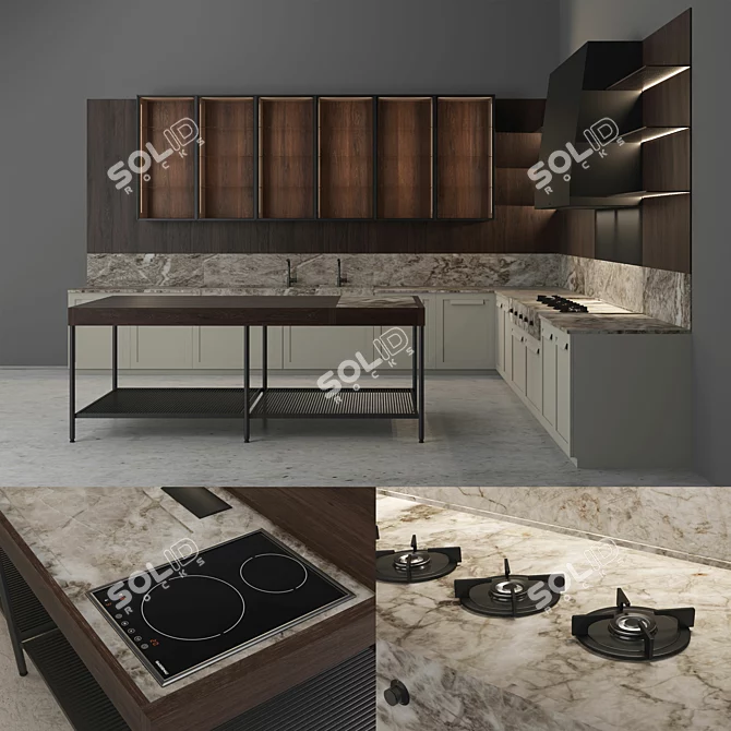 Effeti Impronta: Stylish Island Kitchen 3D model image 1