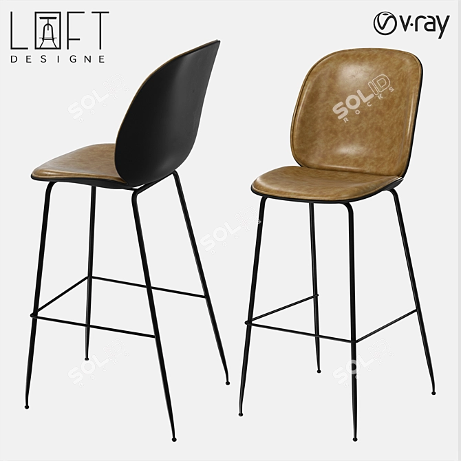 LoftDesigne 30113: Stylish Metal and Eco-Leather Bar Stool 3D model image 1