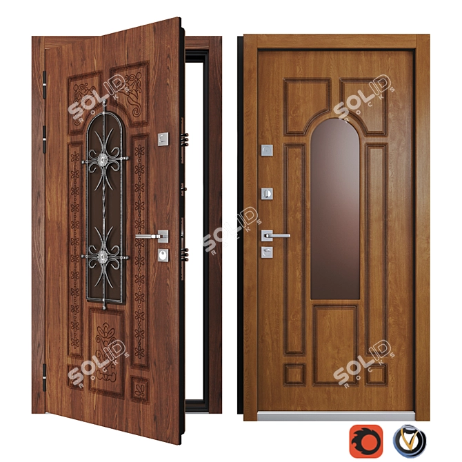 Vezha Entry Metal Door 3D model image 1