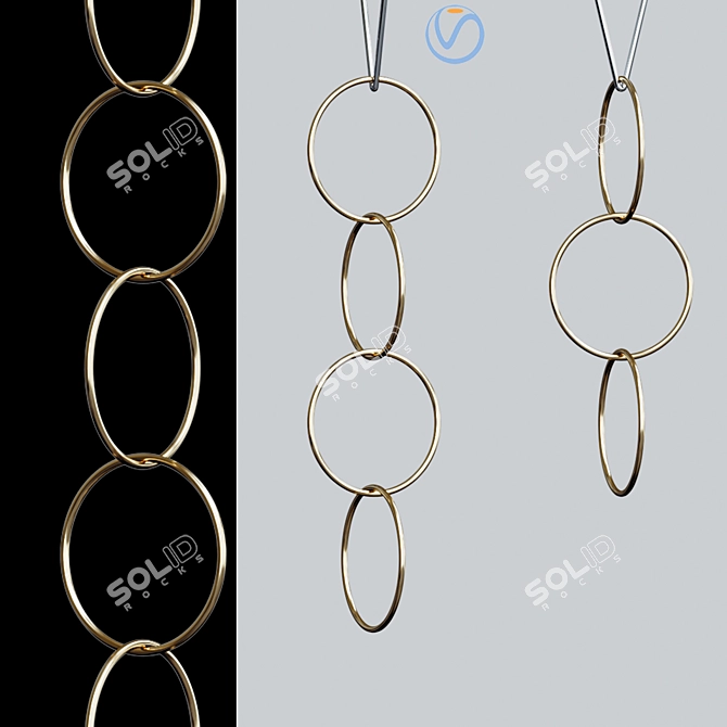 Brass Ring Vertical Pendant Light 3D model image 1
