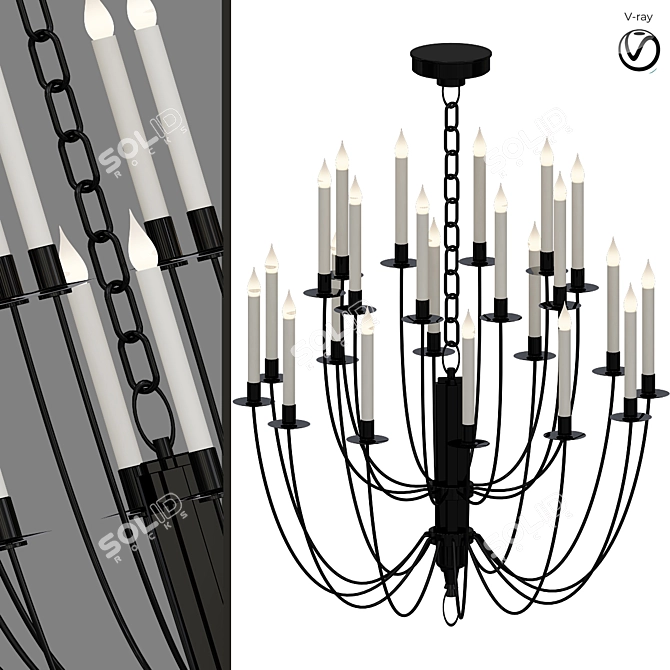 Elegant Erika Two Tier Chandelier 3D model image 1