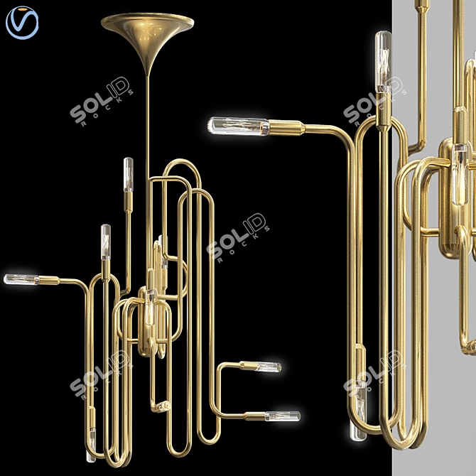 Sleek Elegance: Milano Chandelier 3D model image 1