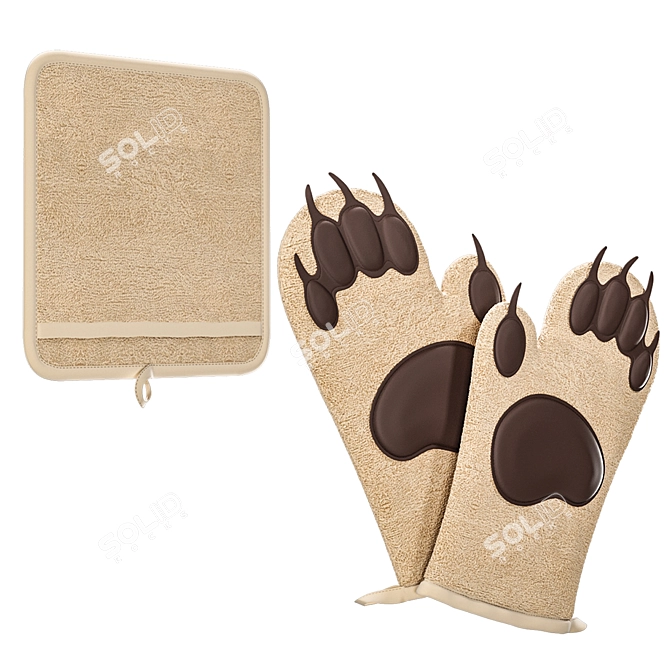 Durable Kitchen Gloves: Protect, Cook & Clean 3D model image 1