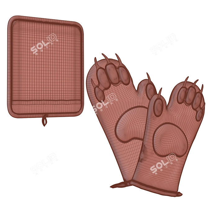 Durable Kitchen Gloves: Protect, Cook & Clean 3D model image 3