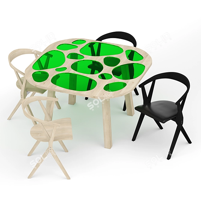 Barcelona Design Chair B & Aquario Table: Sleek and Stylish Furniture Duo 3D model image 1