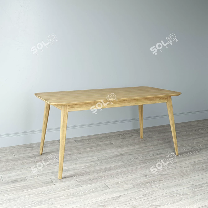 Premium Solid Oak Dining Table 3D model image 2