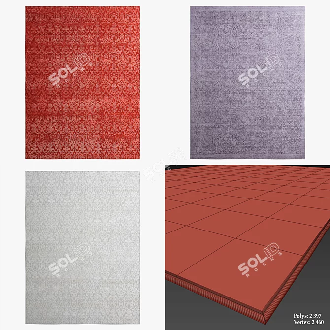  Classic Roma Grey Ink Rugs 3D model image 2