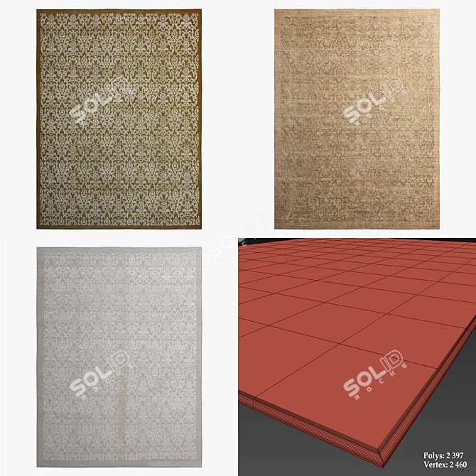 Classic Roma Border Rugs - Elegant and Versatile 3D model image 2