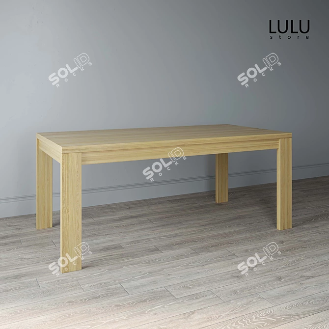 Rustic Oak Dining Table 3D model image 1