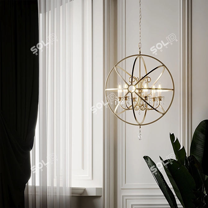Elegant Crystal Orb Chandelier 3D model image 3