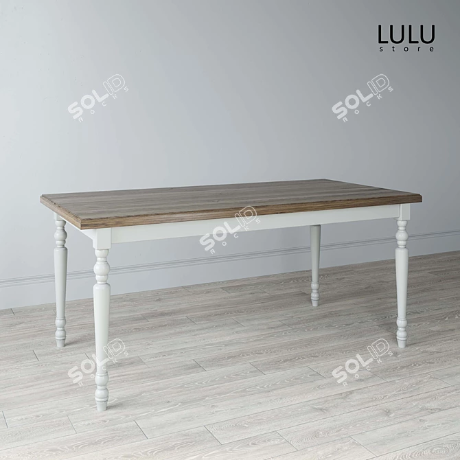 Elegant Oak Dining Table 3D model image 1