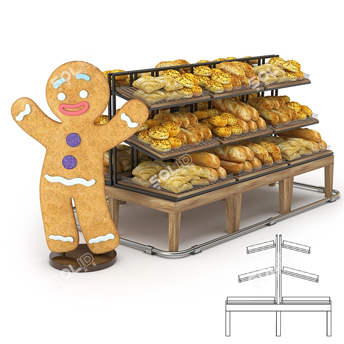 Bread Display Rack 3D model image 1