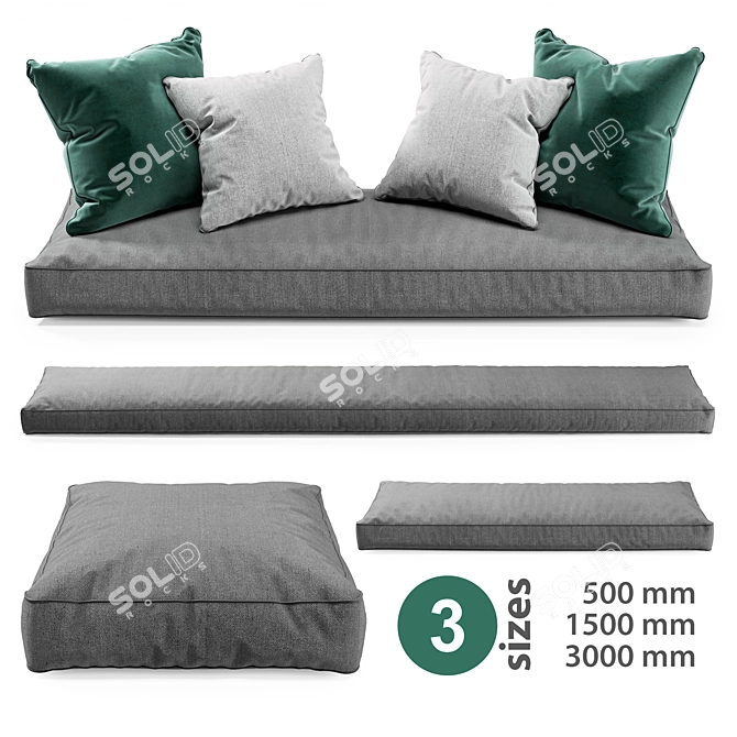 Cozy Corner Window Seat Pillows 3D model image 1