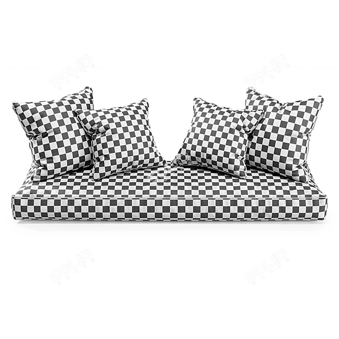 Cozy Corner Window Seat Pillows 3D model image 3