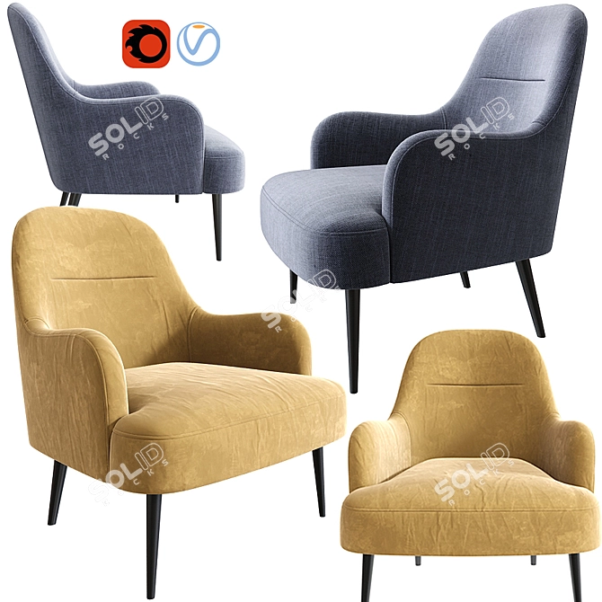Elegant Nuevo Lounge Chair 3D model image 1