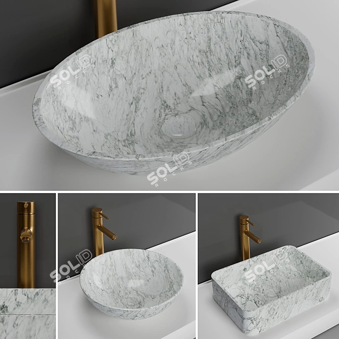 Lusso Stone Carrara Basins: Elegance, Italia, Kudos 3D model image 1