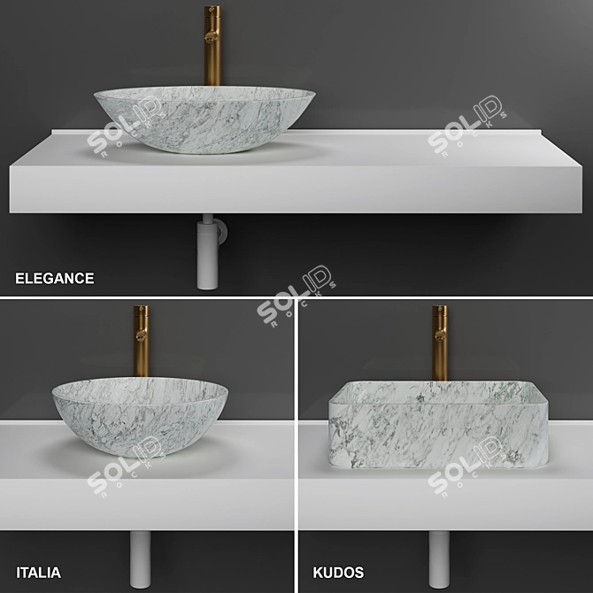 Lusso Stone Carrara Basins: Elegance, Italia, Kudos 3D model image 2