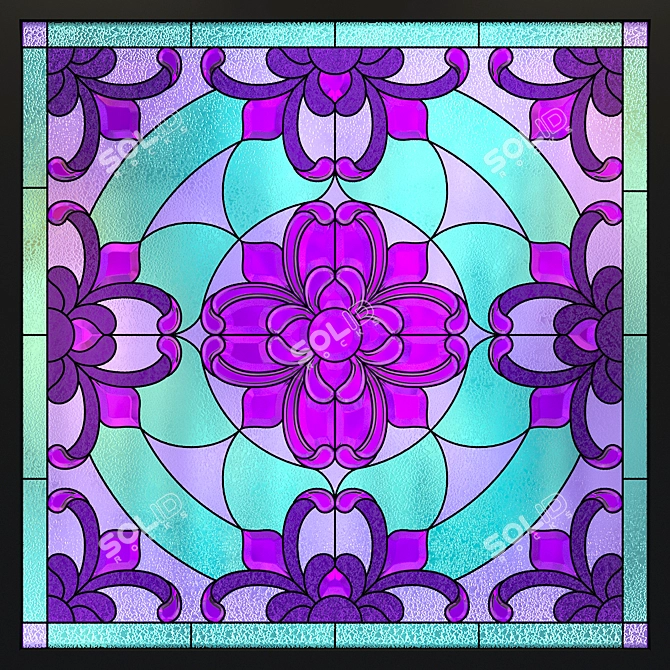 Vibrant Stained Glass Window 3D model image 2