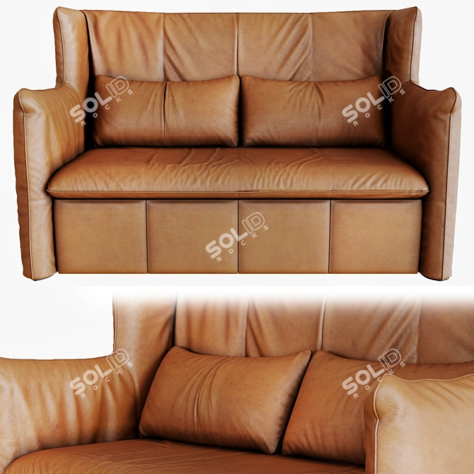 Mid-Century Leather Love Seat by Gerard van den Berg 3D model image 2