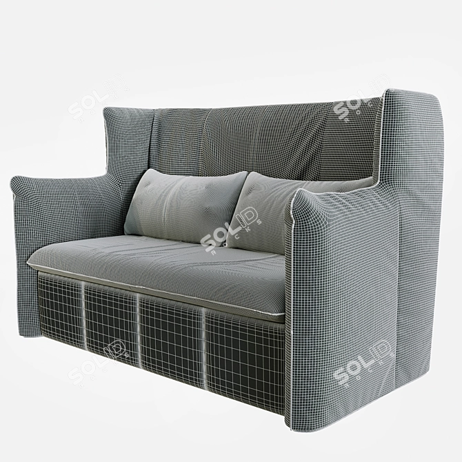 Mid-Century Leather Love Seat by Gerard van den Berg 3D model image 3