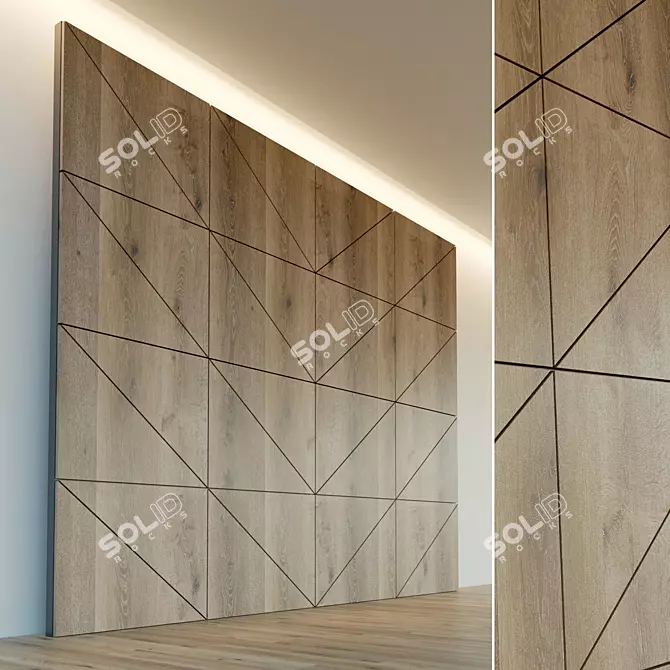 Wooden Wall Panel  Decorative 3D Texture 3D model image 1