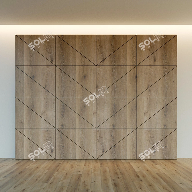 Wooden Wall Panel  Decorative 3D Texture 3D model image 2