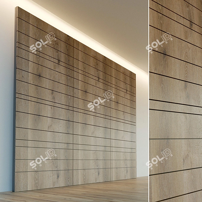 Wooden 3D Wall Panel - Decorative and Versatile 3D model image 1