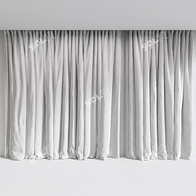 Elegant White Window Curtain 3D model image 1