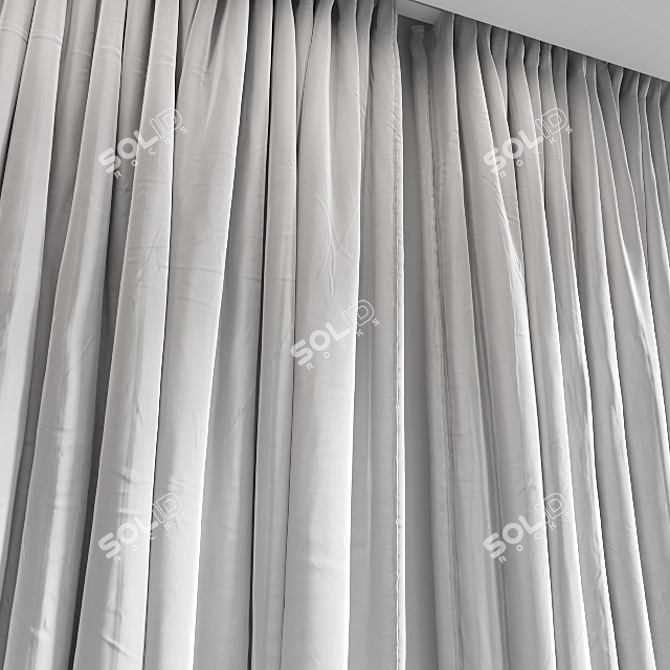 Elegant White Window Curtain 3D model image 2